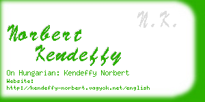 norbert kendeffy business card